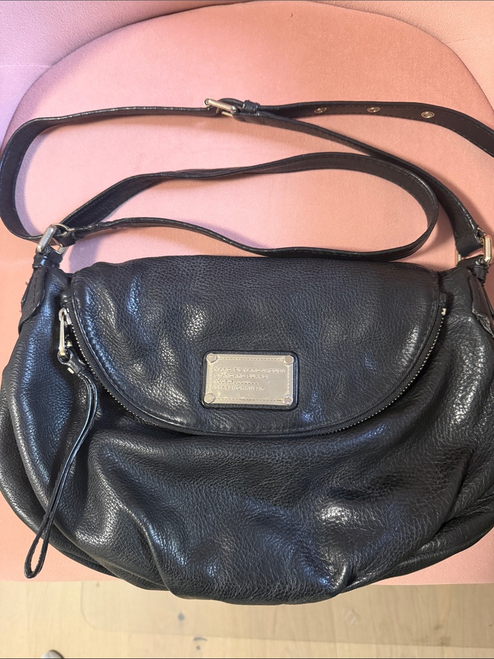 Marc by Marc Jacobs Black Leather Shoulder Bag with Front Flap